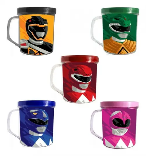 Caneca Acrilica com Tampa de Rosquear Tema Power Rangers