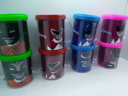 Caneca Acrilica com Tampa de Rosquear Tema Power Rangers