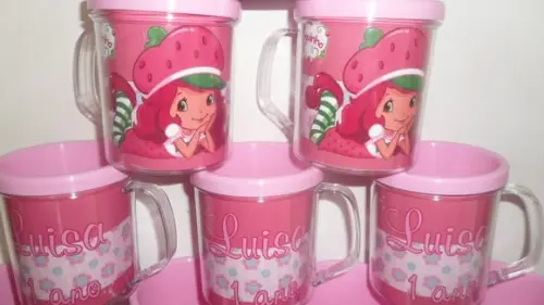 Caneca Acrilica para Foto Tampa de Rosquear Moranguinho