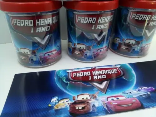Caneca Acrilica para Foto Tampa de Rosquear Tema Carros