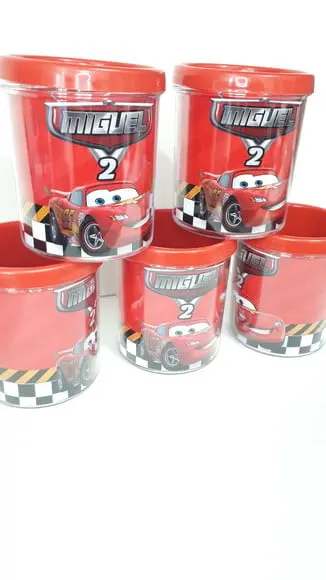 Caneca Acrilica para Foto Tampa de Rosquear Tema Carros