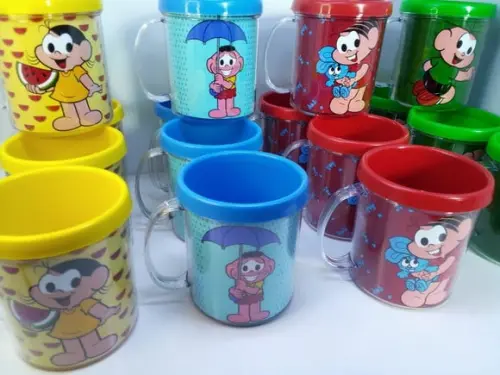Caneca Acrilica para Foto Tampa de Rosquear Turma da Monica