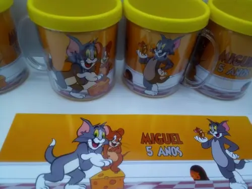 Caneca Acrilica para Foto Tampa de Rosquear Tom e Jerry