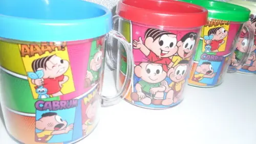 Caneca Acrilica para Foto Tampa de Rosquear Turma da Monica