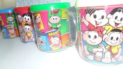 Caneca Acrilica para Foto Tampa de Rosquear Turma da Monica