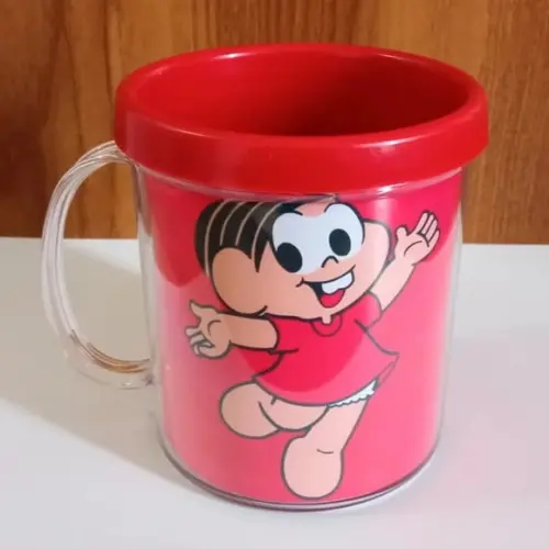 Caneca Acrilica para Foto Tampa de Rosquear Turma da Monica