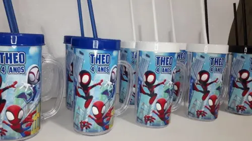 Copo com Tampa e Canudo 300ml Aranha Verso
