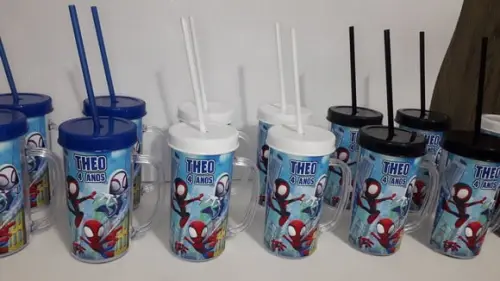 Copo com Tampa e Canudo 300ml Aranha Verso