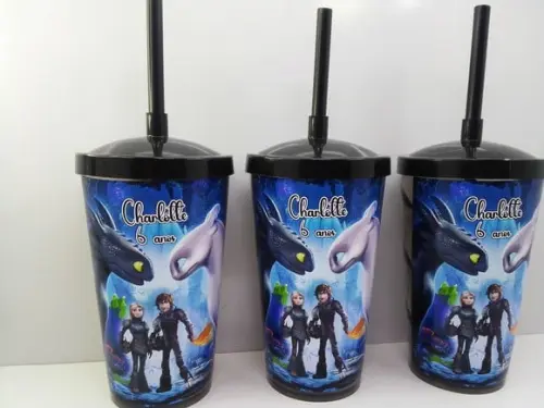 Copo com Tampa e Canudo 500 ml Como Treinar Seu Dragão