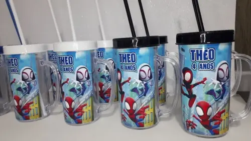 Copo com Tampa e Canudo 300ml Aranha Verso
