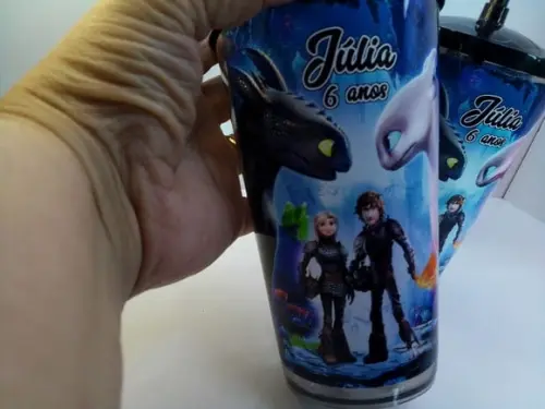Copo com Tampa e Canudo 500 ml Como Treinar Seu Dragão