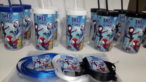 Copo com Tampa e Canudo 300ml Aranha Verso