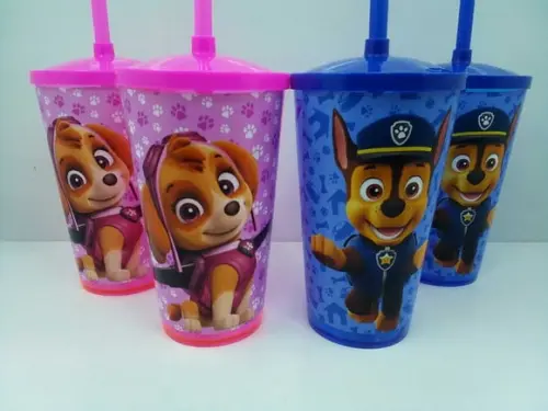 Copo com Tampa e Canudo 500 ml Patrulha Canina