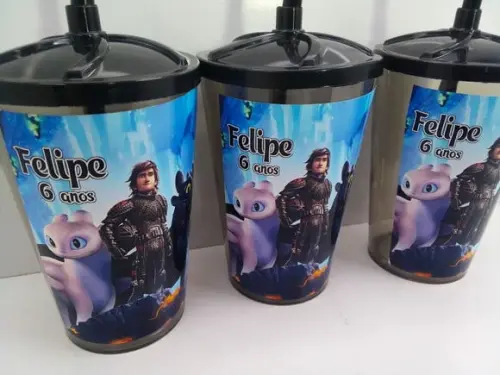 Copo com Tampa e Canudo 500ml Como Treinar Seu Dragão