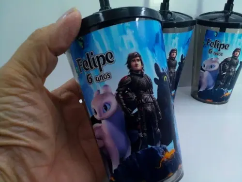 Copo com Tampa e Canudo 500ml Como Treinar Seu Dragão