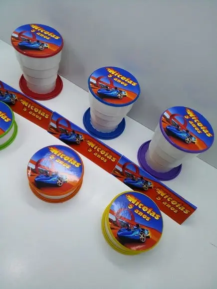 Copo Retratil ou Copo Sanfonado Tema Hot Wheels