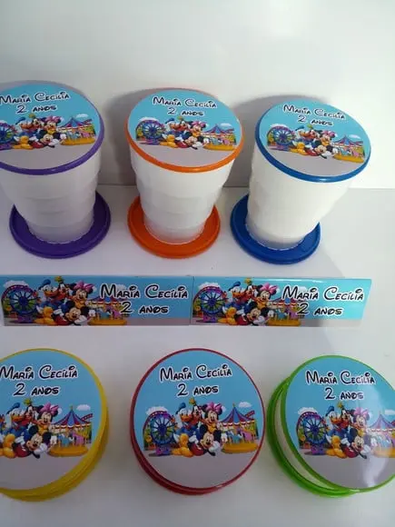 Copo Retratil ou Copo Sanfonado Tema Turma do Mickey