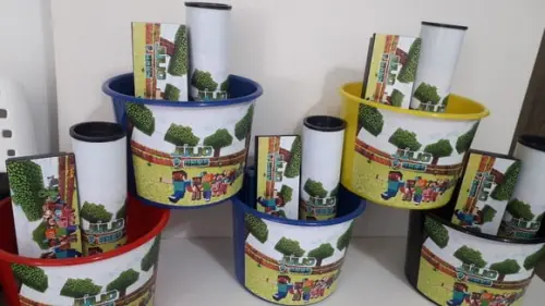 Kit Balde de Pipoca + Domino + Pega Varetas Minicraft