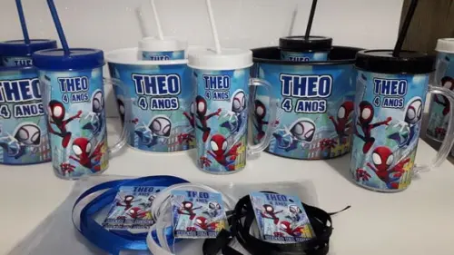 Kit Balde de Pipoca 1,5l+ Caneca Tampa e Canudo 400ml