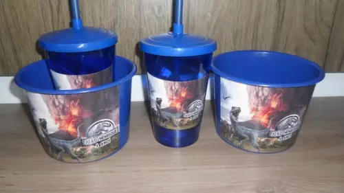 Kit Balde de Pipoca de 1,5 Litro + Copo Tampa e Canudo 500ml