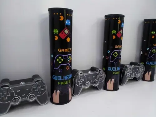 Kit Baleiro Controle de Video Game + Pega Varetas Tema Game