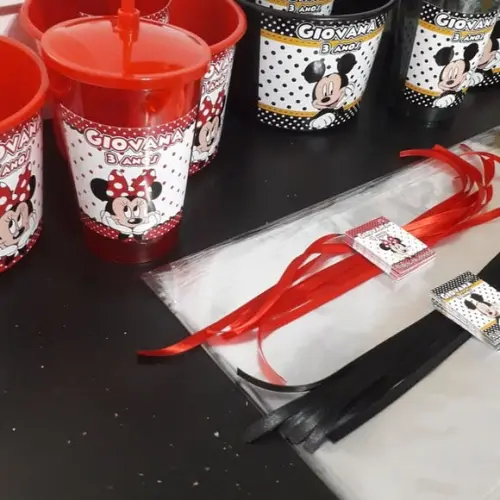 Kit Balde de Pipoca de 1,5 Litro + Copo Tampa e Canudo 500ml