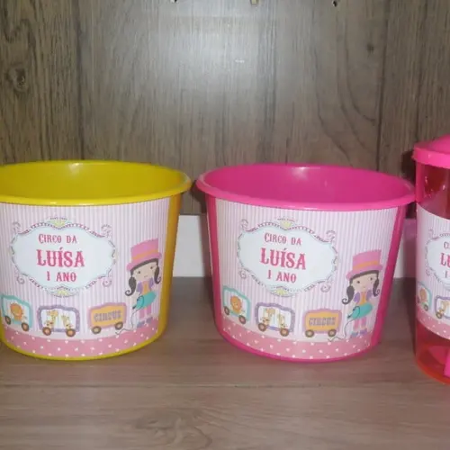 Kit Balde de Pipoca de 1,5 Litro + Copo Tampa e Canudo 500ml