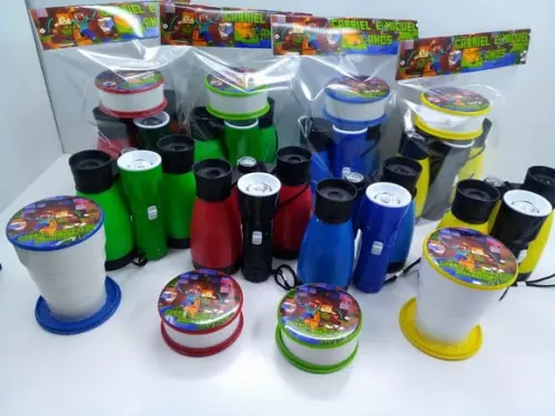 Kit Binoculo + Copo Retratil Cores Sortidas + Lanternas