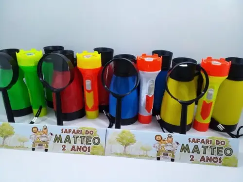 Kit Binoculo + Lanterna + Lupa Personalizado Safari