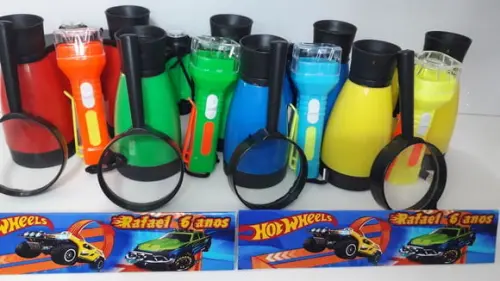 Kit Binoculo + Lanterna + Lupa Personalizado Hot Wheels
