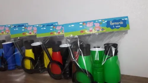 Kit Binoculo + Lanterna + Lupa Personalizado Tema Pig