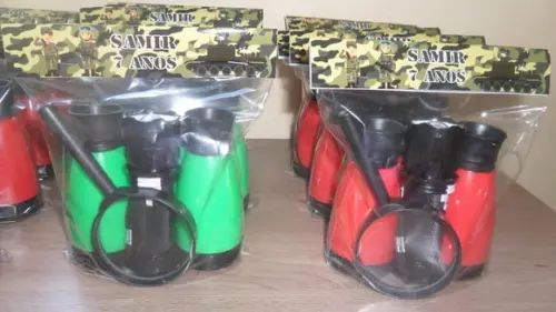 Kit Binoculo + Lanterna + Lupa Personalizado Tema Exercito