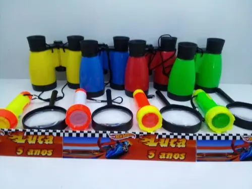 Kit Binoculo + Lanterna + Lupa Tema Hot Wheels