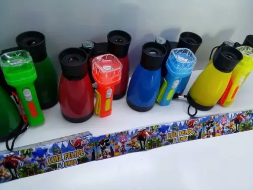 Kit Binoculo Colorido e Lanterna Tema Sonic
