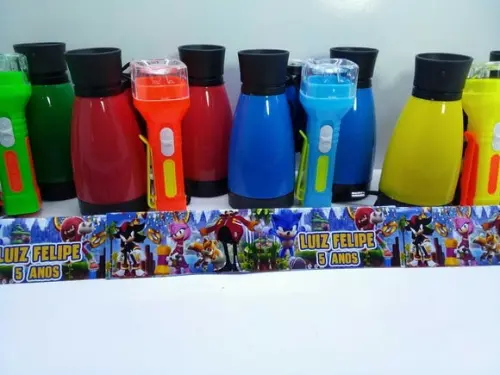 Kit Binoculo Colorido e Lanterna Tema Sonic