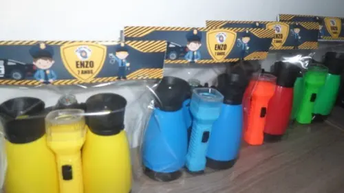 Kit Binoculo e Lanterna Tema Policial