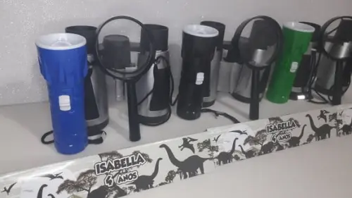 Kit Binoculo Prata + Lanterna + Lupa Tema Dinossauro