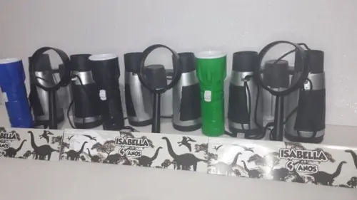 Kit Binoculo Prata + Lanterna + Lupa Tema Dinossauro