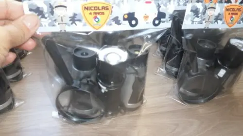 Kit Binoculo Prata + Lanterna + Lupa Tema Policial