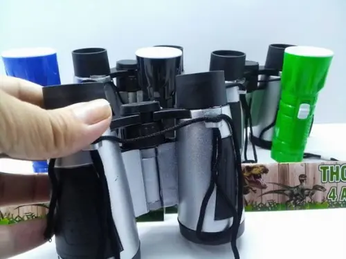 Kit Binoculo Prata + Lanterna Tema Dinossauro