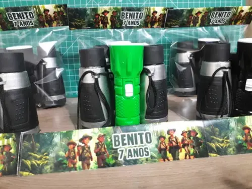 Kit Binoculo Prata e Lanterna Tema Pirata