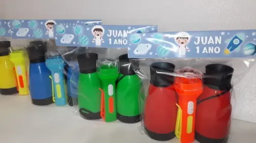 Kit Binoculo Zoom 4 Vezes e Lanterna Astronauta Azul Bebê