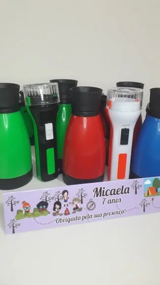 Kit Binóculo Zoom 4 Vezes e Lanterna Tema Acampamento Menina
