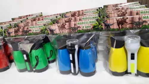 Kit Binoculo Zoom 4 Vezes e Lanterna Tema Dinossauro