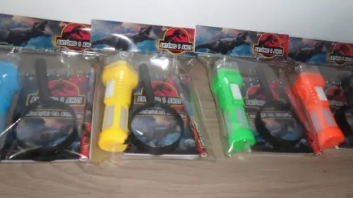 Kit Bloquinho + Mini Lápis + Lanterna + Lupa Dinossauro