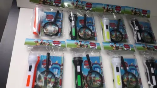Kit Bloquinho + Mini Lápis + Lanterna + Lupa Patrulha Canina