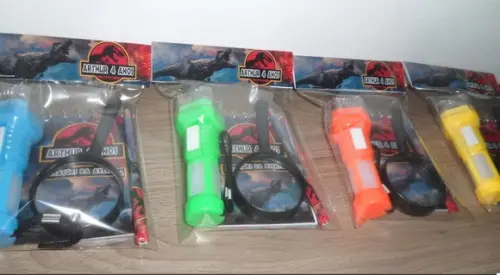 Kit Bloquinho + Mini Lápis + Lanterna + Lupa Tema Dinossauro