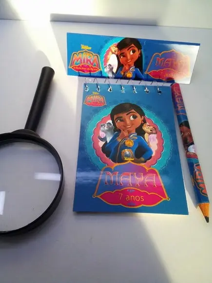 Kit Bloquinho + Mini Lápis + Lupa Detetive Mira