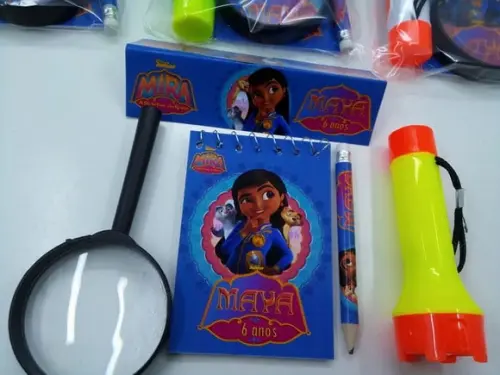 Kit Bloquinho + Mini Lápis+lanterna+lupa Detetive Mira