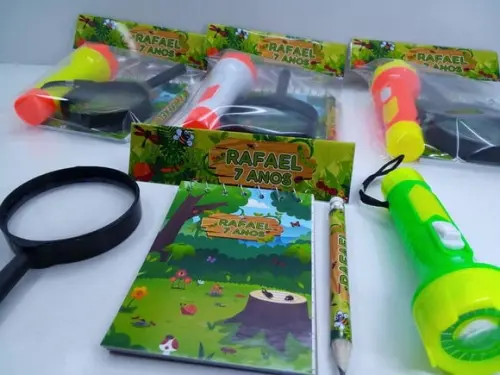 Kit Bloquinho + Mini Lápis+lanterna+lupa Insetos
